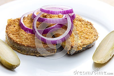 egg patty on bread Stock Photo