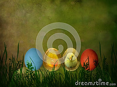 Egg planet - fantasy about Easter theme Cartoon Illustration