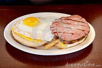 Egg Pork Roll Burger Stock Photo