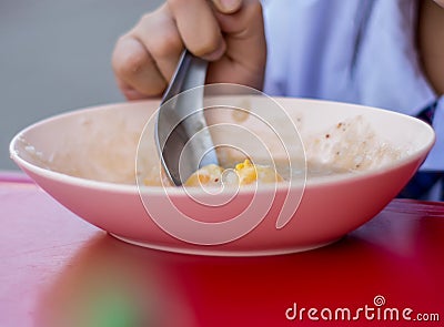 Egg porridge for urgent breakfas Stock Photo