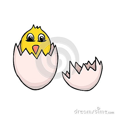 Egg with poult Vector Illustration