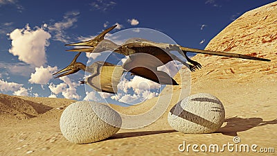 Egg and pterodactyl 3d rendering Stock Photo