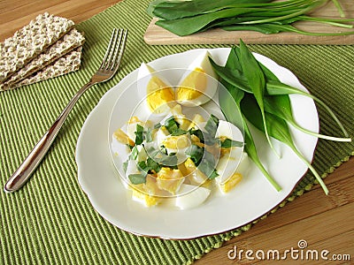Egg salad with ramsons Stock Photo
