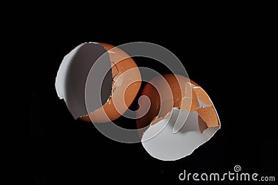 Egg shell on black background Stock Photo