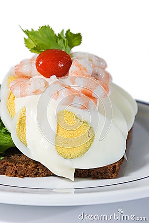 Egg and shrimp sandwich Stock Photo