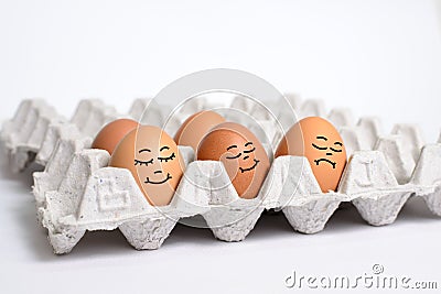 Egg sleep on eggs panel Stock Photo