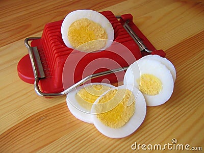 Egg and slicer Stock Photo