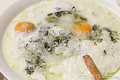 Egg and spinach fresh dish Stock Photo