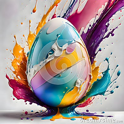 Egg splashing out of an eggshell, 3d rendering Stock Photo