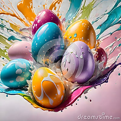 Egg splashing out of an eggshell, 3d rendering Stock Photo
