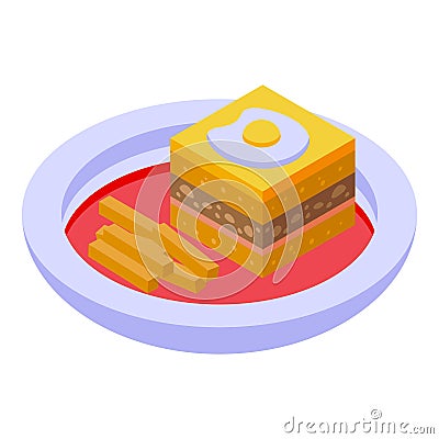 Egg tart cake icon isometric vector. Portuguese cuisine Vector Illustration
