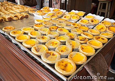 Egg tart and Portugese custard tart Stock Photo