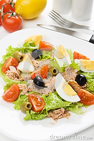 Egg and tuna meat salad Stock Photo