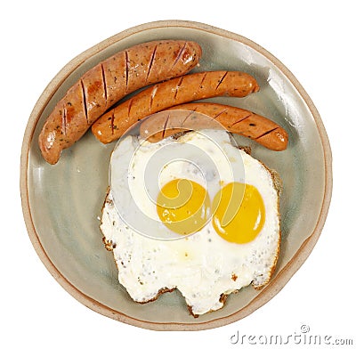 Egg and veal sausage breakfast isolated Stock Photo