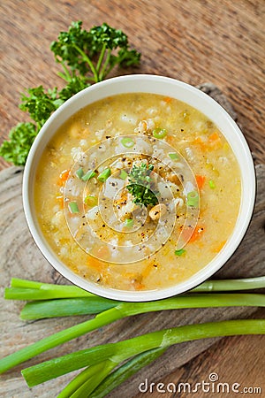 Egg vegetable soup Stock Photo