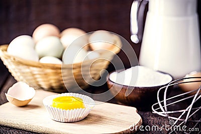 Egg yolk candy with sugar, typical of Brazil and Portugal, called Quindim or Brisa de Liz Stock Photo