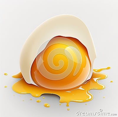 Egg yolk leaking from a broken egg Stock Photo