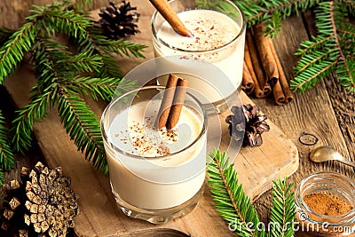 Eggnog with cinnamon Stock Photo