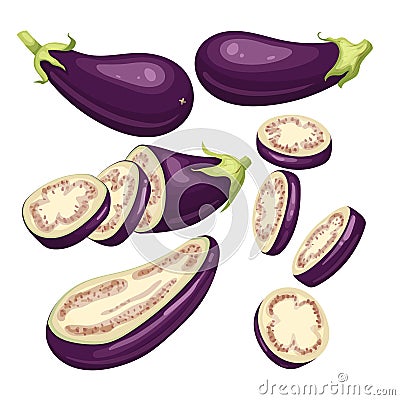 eggplant aubergine set cartoon vector illustration Cartoon Illustration