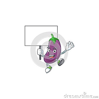 Eggplant cute cartoon character style bring board Vector Illustration