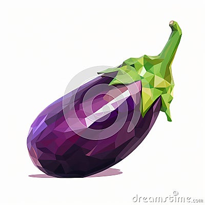 Eggplant Low Poly Illustrations: Stark Compositions With Intense Shading Stock Photo