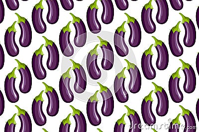 Eggplant pattern on white. Bright food pattern Stock Photo