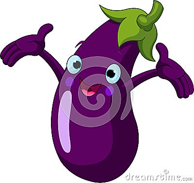 Eggplant Presenting Something Vector Illustration