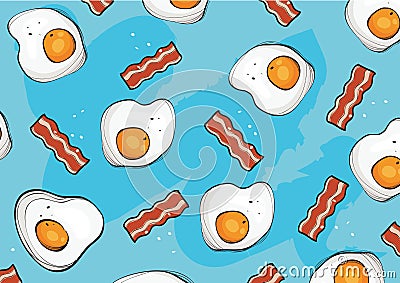 Eggs and bacon background vector Vector Illustration