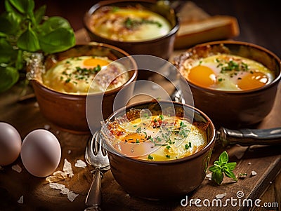 Eggs en Cocotte Stock Photo