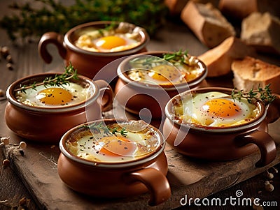 Eggs en Cocotte Stock Photo