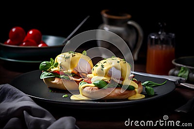 Eggs Benedict: A Classic Brunch Delight. AI generated Stock Photo