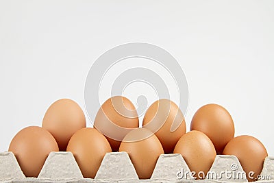 Eggs in box on white background Stock Photo