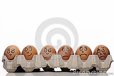 Eggs characters over white background Stock Photo