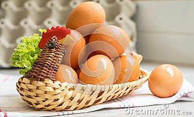 Eggs in a chicken basket Stock Photo