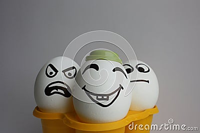 Eggs with a cute face. Photo Stock Photo