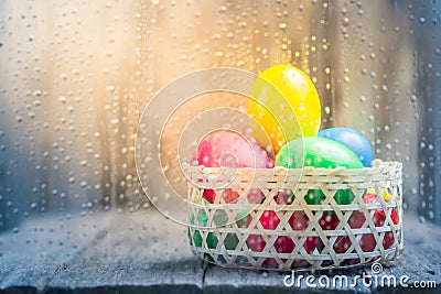 Eggs easter on wooden Stock Photo