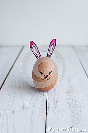 Egg bunny with pink ears Stock Photo