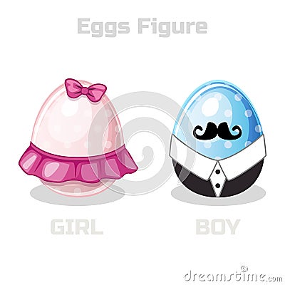 Eggs Figure, cartoon easter girl and boy Stock Photo