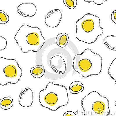 Eggs hand draw seamless pattern on isolated white background Vector Illustration