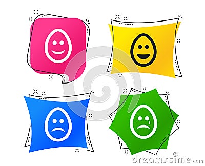 Eggs happy and sad faces signs. Easter icons. Vector Vector Illustration