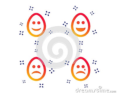 Eggs happy and sad faces signs. Easter icons. Vector Vector Illustration