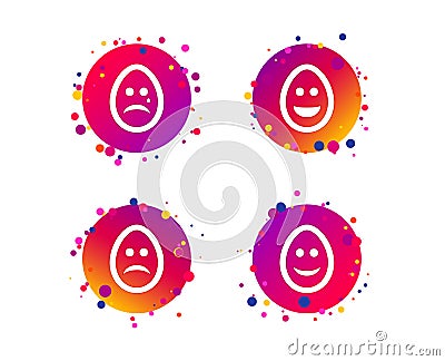 Eggs happy and sad faces signs. Easter icons. Vector Vector Illustration