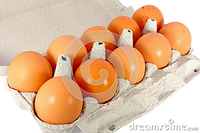 Eggs in a karton container Stock Photo