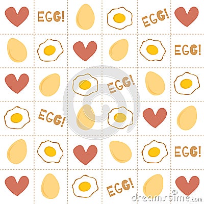 Eggs and letters and heart patterns on various patterned backgrounds Vector Illustration