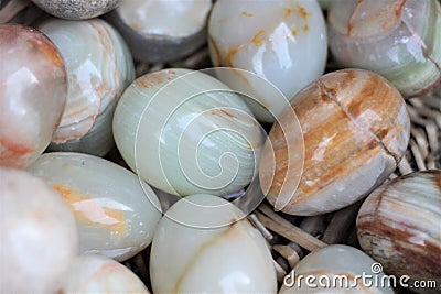 Eggs made of colored stones Stock Photo