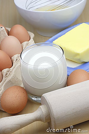 Eggs,milk and butter Stock Photo