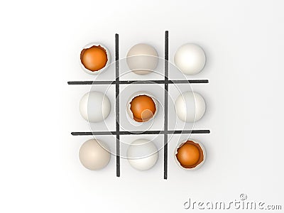 Eggs Noughts and Crosses - Easter game Cartoon Illustration