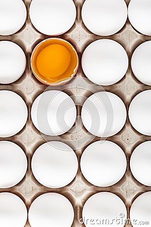 Eggs packed in cardboard or boxes for transporting Stock Photo