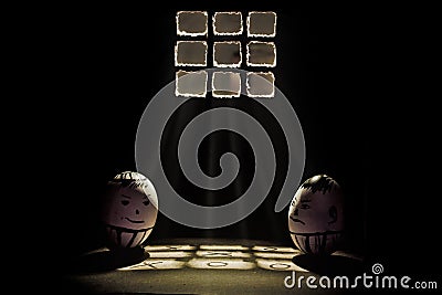 Eggs in prison. Stock Photo