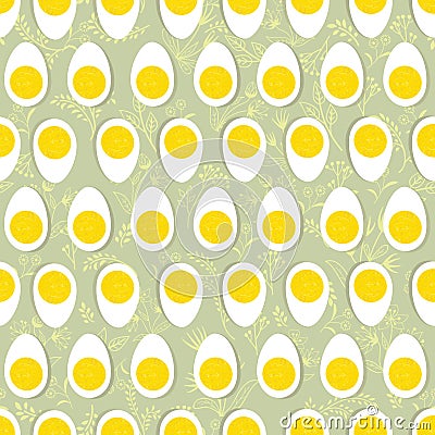 Eggs seamless ornament. Easter food tile floral pattern. Stock Photo